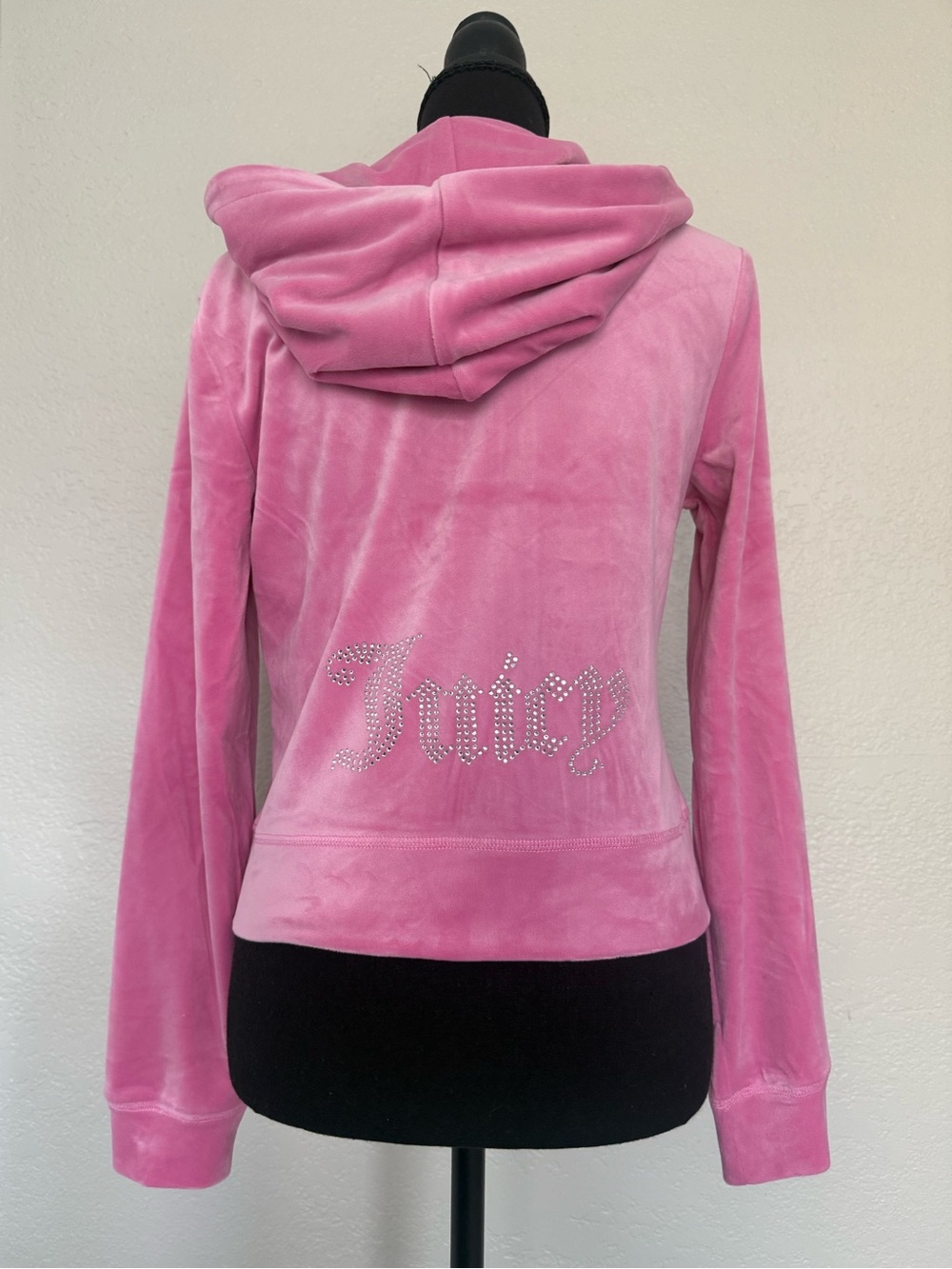 Juicy Couture Pink Velour Rhinestone Logo Hoodie